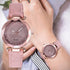Korean Rhinestone Rose Gold Watch Female Belt Clock Watch